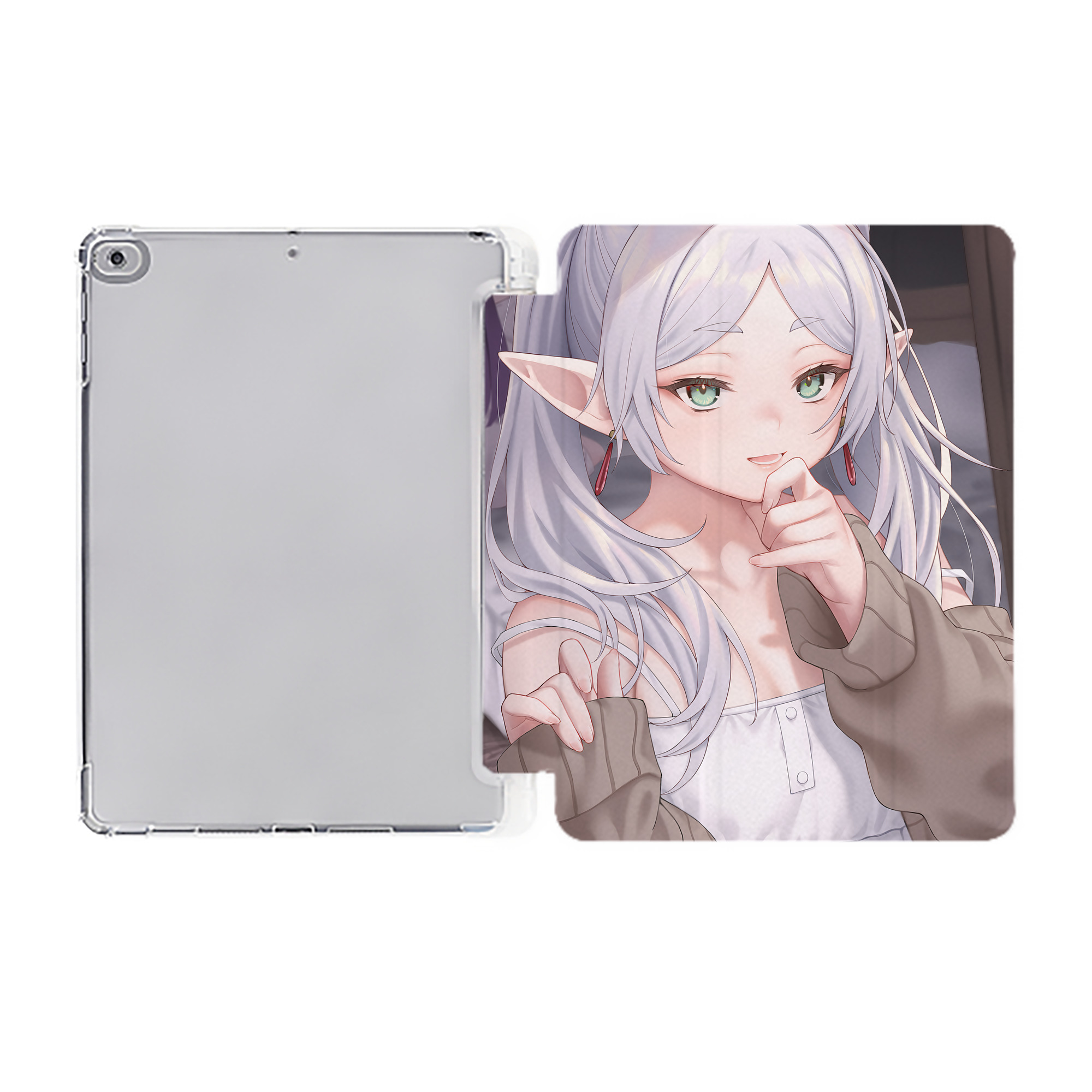 （画像用） 葬送のフリーレン Frieren IPad ケース ペン収納付き 三つ折りスタンド PUレザー×シリコン 対応機種9.5/10.5/10.9インチ